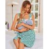 Ekouaer Nightgowns for Women Button Up Sleepshirt Tank Sleeveless Nightshirt Soft Sleepwear with Pockets S-XXXL(Light Green White Florals)