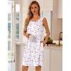 Ekouaer Nightgowns for Women Button Up Sleepshirt Tank Sleeveless Nightshirt Soft Sleepwear with Pockets S-XXXL(Light Pink Floral)