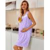 Ekouaer Nightgowns for Women Button Up Sleepshirt Tank Sleeveless Nightshirt Soft Sleepwear with Pockets S-XXXL(Light Purple Floral)