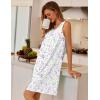 Ekouaer Nightgowns for Women Button Up Sleepshirt Tank Sleeveless Nightshirt Soft Sleepwear with Pockets S-XXXL(Purple & White Floral)