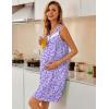Ekouaer Nightgowns for Women Button Up Sleepshirt Tank Sleeveless Nightshirt Soft Sleepwear with Pockets S-XXXL(Purple Florals)