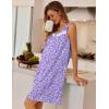 Ekouaer Nightgowns for Women Button Up Sleepshirt Tank Sleeveless Nightshirt Soft Sleepwear with Pockets S-XXXL(Purple Florals)