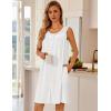 Ekouaer Nightgowns for Women Button Up Sleepshirt Tank Sleeveless Nightshirt Soft Sleepwear with Pockets S-XXXL(White)