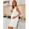 Ekouaer Nightgowns for Women Button Up Sleepshirt Tank Sleeveless Nightshirt Soft Sleepwear with Pockets S-XXXL(White)