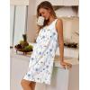 Ekouaer Nightgowns for Women Button Up Sleepshirt Tank Sleeveless Nightshirt Soft Sleepwear with Pockets S-XXXL(White Blue & Orange Floral)
