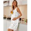 Ekouaer Nightgowns for Women Button Up Sleepshirt Tank Sleeveless Nightshirt Soft Sleepwear with Pockets S-XXXL(White Purple & Pink Florals)