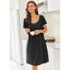 Ekouaer Nightgowns for Women Short Sleeve Moo Moos Ladies House Dress with Pockets Pleated Sleepshirts Soft Sleepwear(Black)