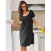 Ekouaer Nightgowns for Women Short Sleeve Moo Moos Ladies House Dress with Pockets Pleated Sleepshirts Soft Sleepwear(Black)