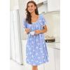 Ekouaer Nightgowns for Women Short Sleeve Moo Moos Ladies House Dress with Pockets Pleated Sleepshirts Soft Sleepwear(Blue & White Birds)