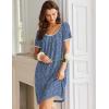 Ekouaer Nightgowns for Women Short Sleeve Moo Moos Ladies House Dress with Pockets Pleated Sleepshirts Soft Sleepwear(Blue White & Red Florals)