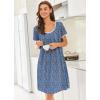Ekouaer Nightgowns for Women Short Sleeve Moo Moos Ladies House Dress with Pockets Pleated Sleepshirts Soft Sleepwear(Blue White & Red Florals)