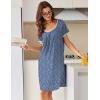 Ekouaer Nightgowns for Women Short Sleeve Moo Moos Ladies House Dress with Pockets Pleated Sleepshirts Soft Sleepwear(Blue White & Red Florals)