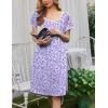 Ekouaer Nightgowns for Women Short Sleeve Moo Moos Ladies House Dress with Pockets Pleated Sleepshirts Soft Sleepwear(Blue White Polka Dots)