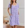 Ekouaer Nightgowns for Women Short Sleeve Moo Moos Ladies House Dress with Pockets Pleated Sleepshirts Soft Sleepwear(Blue White Polka Dots)