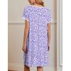 Ekouaer Nightgowns for Women Short Sleeve Moo Moos Ladies House Dress with Pockets Pleated Sleepshirts Soft Sleepwear(Blue White Polka Dots)