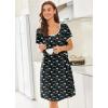 Ekouaer Nightgowns for Women Short Sleeve Moo Moos Ladies House Dress with Pockets Pleated Sleepshirts Soft Sleepwear(Green White Print)