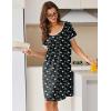 Ekouaer Nightgowns for Women Short Sleeve Moo Moos Ladies House Dress with Pockets Pleated Sleepshirts Soft Sleepwear(Green White Print)