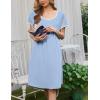 Ekouaer Nightgowns for Women Short Sleeve Moo Moos Ladies House Dress with Pockets Pleated Sleepshirts Soft Sleepwear(Light Blue)