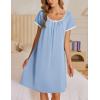 Ekouaer Nightgowns for Women Short Sleeve Moo Moos Ladies House Dress with Pockets Pleated Sleepshirts Soft Sleepwear(Light Blue)