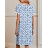 Ekouaer Nightgowns for Women Short Sleeve Moo Moos Ladies House Dress with Pockets Pleated Sleepshirts Soft Sleepwear(Light Blue Florals)