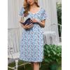 Ekouaer Nightgowns for Women Short Sleeve Moo Moos Ladies House Dress with Pockets Pleated Sleepshirts Soft Sleepwear(Light Blue Florals)