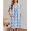 Ekouaer Nightgowns for Women Short Sleeve Moo Moos Ladies House Dress with Pockets Pleated Sleepshirts Soft Sleepwear(Light Blue Florals)