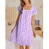 Ekouaer Nightgowns for Women Short Sleeve Moo Moos Ladies House Dress with Pockets Pleated Sleepshirts Soft Sleepwear(Light Purple Florals)