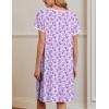 Ekouaer Nightgowns for Women Short Sleeve Moo Moos Ladies House Dress with Pockets Pleated Sleepshirts Soft Sleepwear(Light Purple Florals)