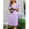 Ekouaer Nightgowns for Women Short Sleeve Moo Moos Ladies House Dress with Pockets Pleated Sleepshirts Soft Sleepwear(Light Purple Florals)