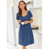 Ekouaer Nightgowns for Women Short Sleeve Moo Moos Ladies House Dress with Pockets Pleated Sleepshirts Soft Sleepwear(Navy)