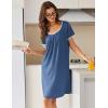 Ekouaer Nightgowns for Women Short Sleeve Moo Moos Ladies House Dress with Pockets Pleated Sleepshirts Soft Sleepwear(Navy)