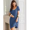 Ekouaer Nightgowns for Women Short Sleeve Moo Moos Ladies House Dress with Pockets Pleated Sleepshirts Soft Sleepwear(Navy)