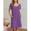 Ekouaer Nightgowns for Women Short Sleeve Moo Moos Ladies House Dress with Pockets Pleated Sleepshirts Soft Sleepwear(Purple)