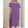 Ekouaer Nightgowns for Women Short Sleeve Moo Moos Ladies House Dress with Pockets Pleated Sleepshirts Soft Sleepwear(Purple)