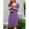 Ekouaer Nightgowns for Women Short Sleeve Moo Moos Ladies House Dress with Pockets Pleated Sleepshirts Soft Sleepwear(Purple)