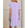 Ekouaer Nightgowns for Women Short Sleeve Moo Moos Ladies House Dress with Pockets Pleated Sleepshirts Soft Sleepwear(Purple White Florals)