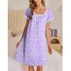 Ekouaer Nightgowns for Women Short Sleeve Moo Moos Ladies House Dress with Pockets Pleated Sleepshirts Soft Sleepwear(Purple White Florals)