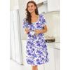 Ekouaer Nightgowns for Women Short Sleeve Moo Moos Ladies House Dress with Pockets Pleated Sleepshirts Soft Sleepwear(White Purple & Blue Floral)