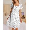 Ekouaer Nightgowns for Women Short Sleeve Moo Moos Ladies House Dress with Pockets Pleated Sleepshirts Soft Sleepwear(White Purple & Pink Florals)