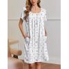 Ekouaer Nightgowns for Women Short Sleeve Moo Moos Ladies House Dress with Pockets Pleated Sleepshirts Soft Sleepwear(White Purple & Pink Florals)