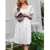 Ekouaer Nightgowns for Women Short Sleeve Moo Moos Ladies House Dress with Pockets Pleated Sleepshirts Soft Sleepwear(White Purple & Pink Florals)