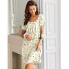 Ekouaer Nightgowns for Women Short Sleeve Moo Moos Ladies House Dress with Pockets Pleated Sleepshirts Soft Sleepwear(Yellow Green Leaves)