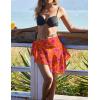 Ekouaer Sarong Wraps for Women Chiffon Beach Swimsuit Coverup Sheer Short Bathing Suit Cover Up Skirt for Swimwear(A-orange Floral)