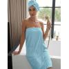 Ekouaer Towel Wrap for Women with Hair Towel Lightweight Knee Length Spa Body Bath Adjustable Closure Bathrobe with Pocket(Baby Blue)