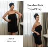 Ekouaer Towel Wrap for Women with Hair Towel Lightweight Knee Length Spa Body Bath Adjustable Closure Bathrobe with Pocket(Black)