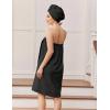 Ekouaer Towel Wrap for Women with Hair Towel Lightweight Knee Length Spa Body Bath Adjustable Closure Bathrobe with Pocket(Black)