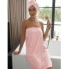 Ekouaer Towel Wrap for Women with Hair Towel Lightweight Knee Length Spa Body Bath Adjustable Closure Bathrobe with Pocket(Blush)