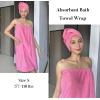 Ekouaer Towel Wrap for Women with Hair Towel Lightweight Knee Length Spa Body Bath Adjustable Closure Bathrobe with Pocket(Fuchsia)