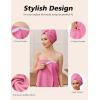 Ekouaer Towel Wrap for Women with Hair Towel Lightweight Knee Length Spa Body Bath Adjustable Closure Bathrobe with Pocket(Fuchsia)