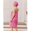 Ekouaer Towel Wrap for Women with Hair Towel Lightweight Knee Length Spa Body Bath Adjustable Closure Bathrobe with Pocket(Fuchsia)